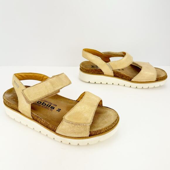 Mephisto Agave Metallic Mobils Nubuck Leather Hook & Loop Sandals Sz 36 (6) - Picture 2 of 12